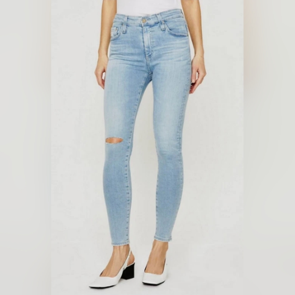 32 AG Farrah High Rise Skinny Ankle Light Wash Stretch Jeans